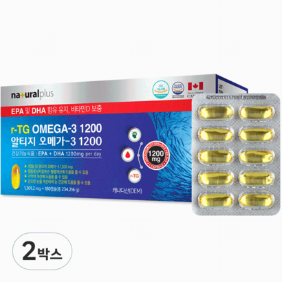 내츄럴플러스 알티지 오메가3 1200, 180정, 2개