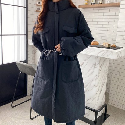 여성용 스트링 패딩 야상 코트