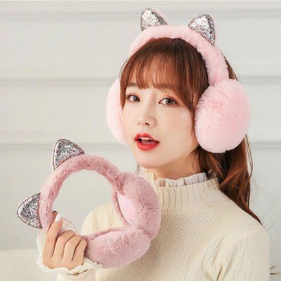 [써보니조트라] 고양이 털귀마개 겨울 방한 귀도리 귀여운 털귀마개