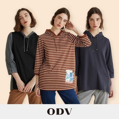 [쇼핑엔티] 21FW ODV 여성 후드 티블라우스 3종