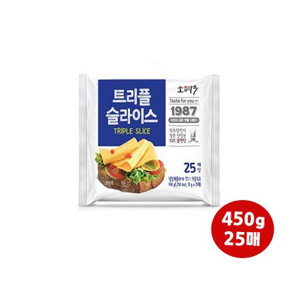 동원 소와나무 트리플슬라이스치즈 25매(450g) 3개입/냉장무배, 450g, 3개