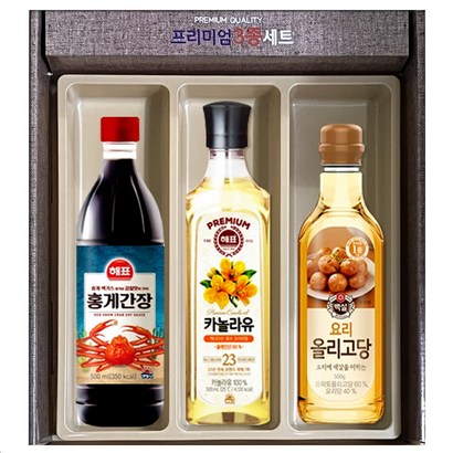 명절 선물 프리미엄 3종 선물세트 홍게간장 올리고당 카놀라유 - 대두유 리뷰후기