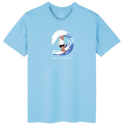 플라바 서핑캣 남녀공용 반팔 티셔츠 남자 남성 면티 빅사이즈 반팔