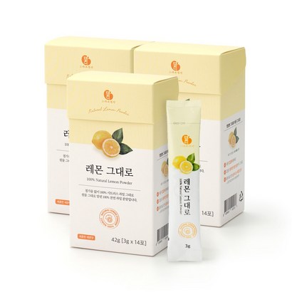 그대로말린 100% 레몬 원물 껍질째 말린 레몬 분말스틱 3박스, 42g