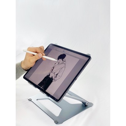 JIVA 알루미늄 아이패드 필기 거치대 2단 드로잉 갤럭시탭S7 프로129 받침대 태블릿 책상 그림 리뷰후기