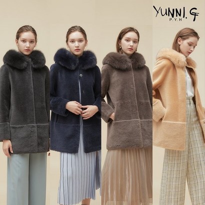 [쇼핑엔티] NEW! 21 최신상 유니지 사가 폭스 후드 양모 코트 리뷰후기