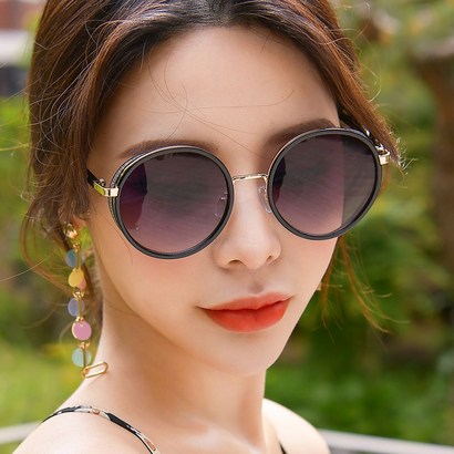 헤링본 여자 패션 선글라스 썬 라운드 투톤 뿔테 여름 반미러