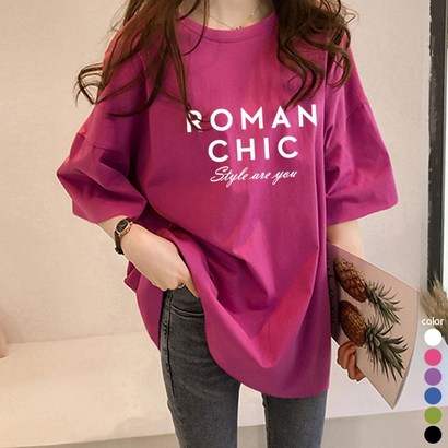 [오늘발송] 스타일아유 여성 ROAN CHIC 오버핏 반팔 티셔츠 노마진 정품원단 자체생산[AY6TS352A]