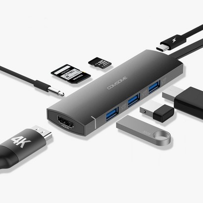 C타입 멀티 7포트 USB 허브 30 HDMI 맥북 노트북 usb허브 무전원 고속 SD카드 그레이 리뷰후기