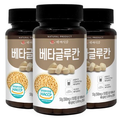 베타글루칸정 500mg x 100정 국산 효모 HACCP 인증제품, 3개