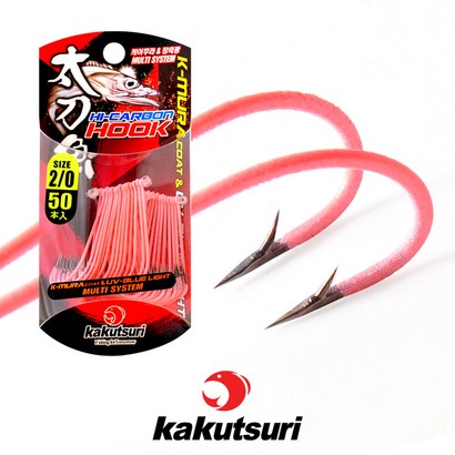 카쿠쯔리 선상대갈치바늘 핑크야광 태도어 축광 칼치바늘 선상칼치 바늘50개입 심해갈치바늘, 1개, 50개