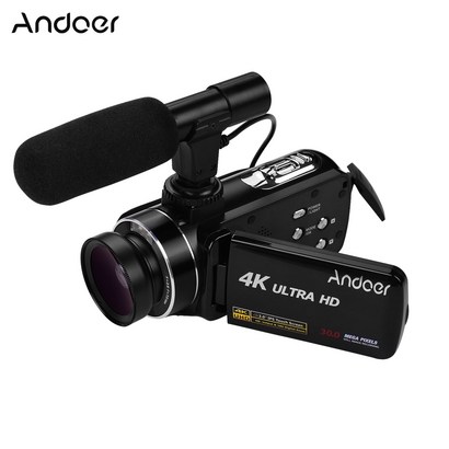 Andoer 4K 디지털 캠코더  N-40 리튬배터리 1개  045X 광각/마이크로렌즈  셋톱마이크
