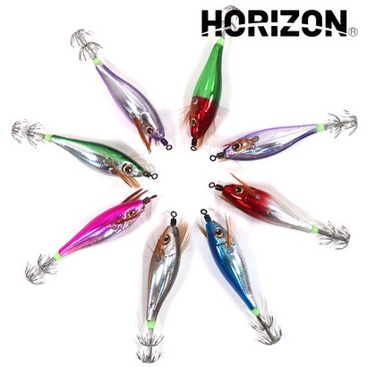 HORIZON 크리스탈 레이저 에기 한치 쭈꾸미 갑오징어 문어 5개 10개 세트, 수박, 85g, 9cm