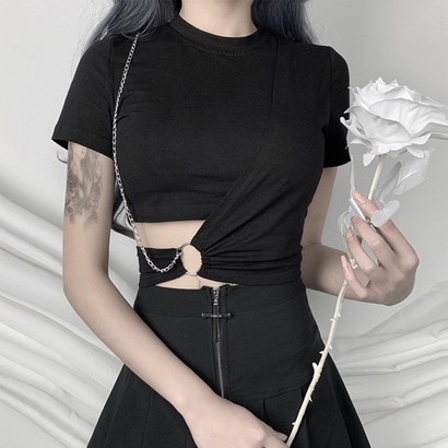 블락쿠 타잔 체인 크롭 반팔티 리뷰후기