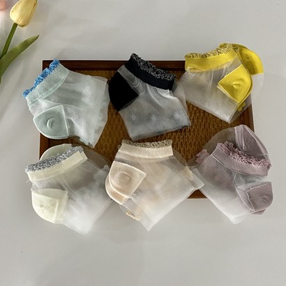 6개 1SET 워더미 여름 시스루 망사 플라워 단목 양말 W372 리뷰후기