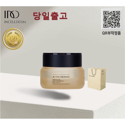 {정품 QR부착 / 인셀덤} _엑티브크림 EX ] 선물용_고급종이백 / 피부 탄력케어 / 흡수력u 주름케어 영양크림 수분공급 원빈화장품 INCEDER
