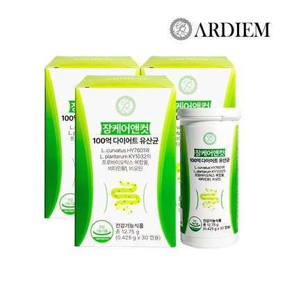 아르디엠 장케어앤컷 100억 다이어트 유산균 425mg, 3박스, 30정