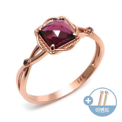 [비앤비골드]14K 사각 꼬임 원 로돌가넷 반지 SRS22593