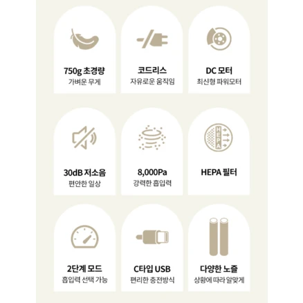 클래파 DC 모터 다용도 미니 핸디형 무선청소기 BVC-H10, 그레이