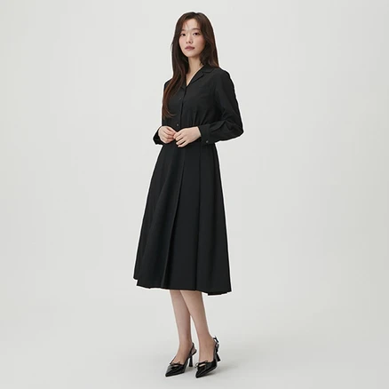 플라스틱아일랜드 오픈카라 턱 원피스 PR1WO181