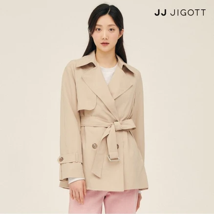 JJ지고트 건플랩 숏 트렌치 코트 GP3M0TC911