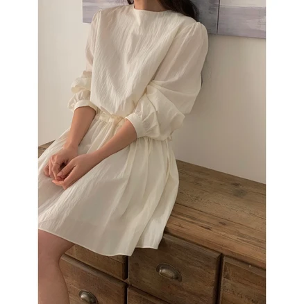 달리야 플레어원피스 하객룩 봄원피스 퍼프 미니 스트링 원피스 2컬러