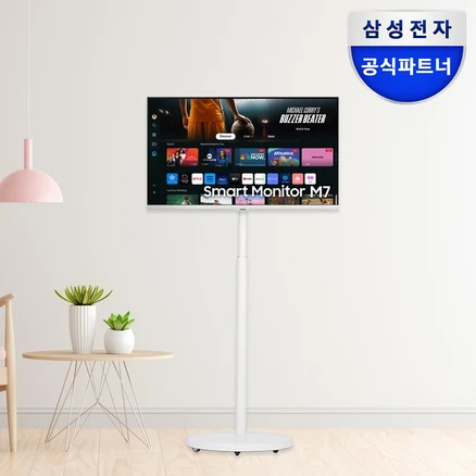 스마트모니터 M7 32인치 블랙 화이트 IPTV UHD 4K + 이동식 스탠드 블랙 화이트, 80cm, S32DM701 화이트 + 다크플래쉬 스탠드 블랙
