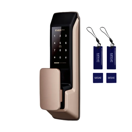 에버넷 무타공 푸시풀 도어락 에버플러스 EP-101 골드 고객직접설치 (번호전용 카드 지문), 2. EP-101S 골드(번호+카드)