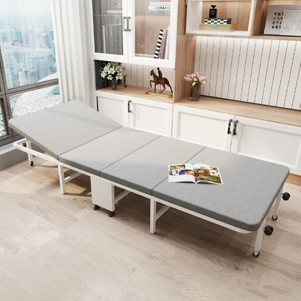 Precious Evyday 무설치 4단 접이식 침대 일인용 침대 6단 조절 가능 사무실 낮잠침대 간이 경량 싱글 1초 수납 캠핑 침대, 화이트