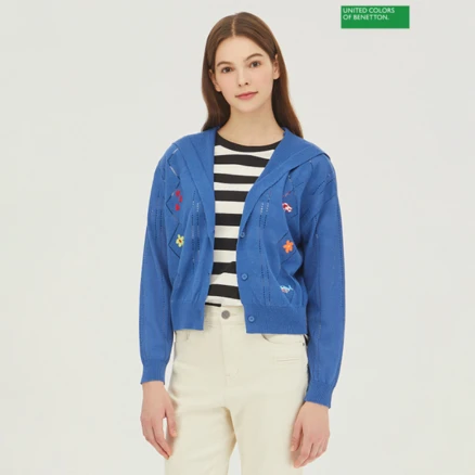 베네통 스카시 후드 니트 가디건 BAKC01341_BL 337018