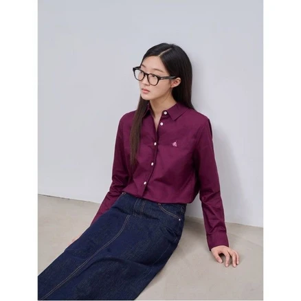 빈폴레이디스 [24FW][Essential] 옥스퍼드 솔리드 셔츠 와인(BF4764E01Z)