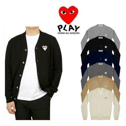 [일본직구] Comme des Garcons 2025 꼼데가르송 V넥 화이트 와펜 가디건 AXN062051