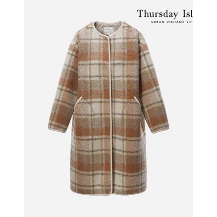 국내매장판 써스데이아일랜드 THURSDAYISLAND ★3일간 20%★ 덤블 믹스 체크 코트T226MCT134W 239576