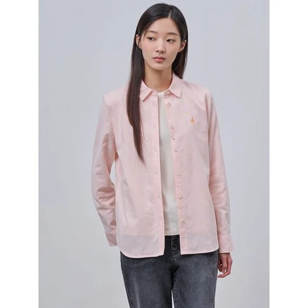 [매장정품] 빈폴레이디스 [에센셜] 옥스퍼드 스트라이프 셔츠 오렌지 BF4764E028