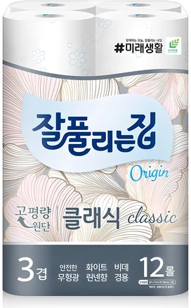 잘풀리는집 클래식 3겹 고급롤화장지, 27m, 12개입, 1개