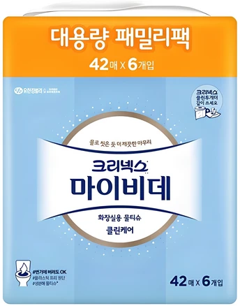 크리넥스 마이비데 화장실용 물티슈, 42매, 6개