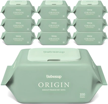 베베숲 유아용 오리진 물티슈 캡형, 50g, 100매, 10개