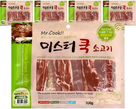 미스터쿡 강아지 스테이크 건조간식, 소고기, 300g, 5개