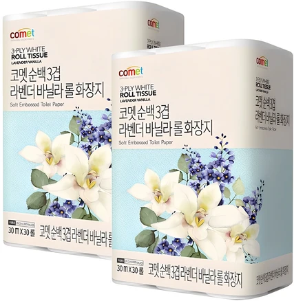 코멧 순백 3겹 라벤더 바닐라 롤화장지 30m, 30개입, 2개