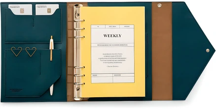 퍼니메이드 클러치 6공 다이어리 커버 A5 + 위클리 속지 세트, 다크그린, 1세트