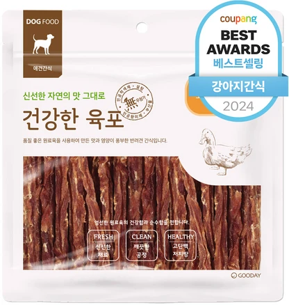 굿데이 건강한 육포 강아지 간식, 오리가슴살 스틱, 300g, 1개