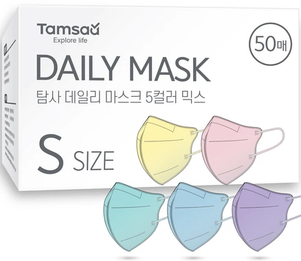 탐사 국내생산 데일리 슬림핏 마스크 어린이용, 50개입, 1개, 핑크 + 블루 + 민트 + 퍼플 + 베이지