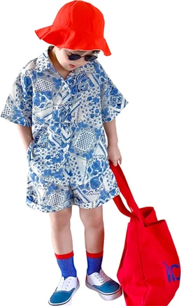 남아용 블루비치 페이즐리 상하 바지세트