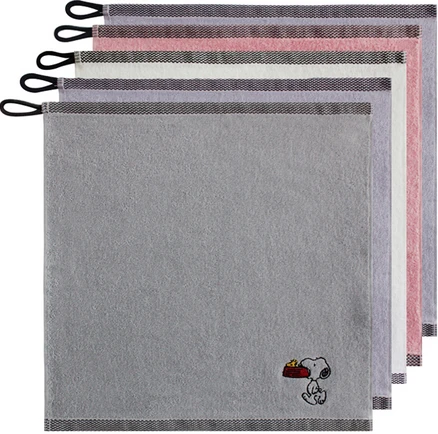 송월타월 스누피 블랙라인 고리 핸드타월, 랜덤 발송, 5개