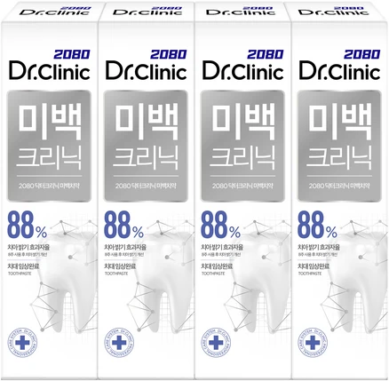 2080 닥터크리닉 미백 치약, 120g, 4개