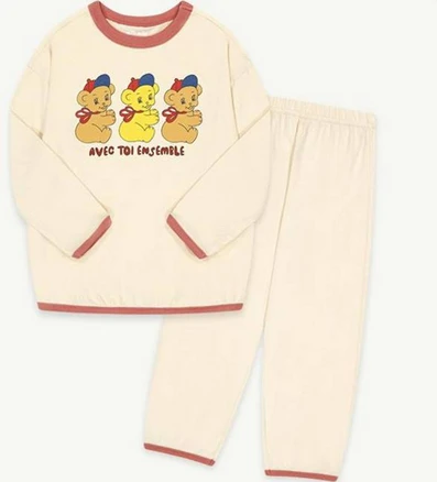 밀크마일로로 아동용 베어프렌즈 실내 상하복 세트