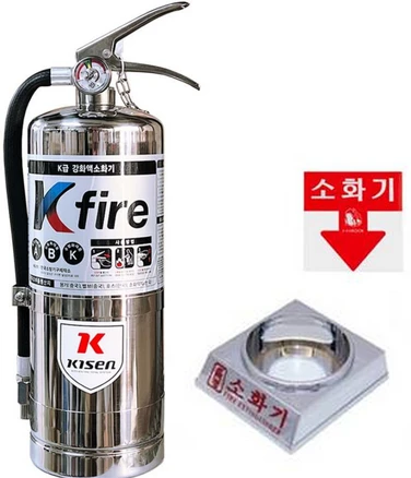 키센 K급 기름화재 주방 소화기 + 크롬받침대 세트, 1세트, 3L