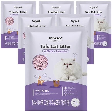 탐사 베이직 프리미엄 고양이 두부모래 7L (약 2.8kg), 라벤더향, 6개