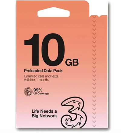 유럽유심 쓰리 유심칩, 30일, 10GB, 1개