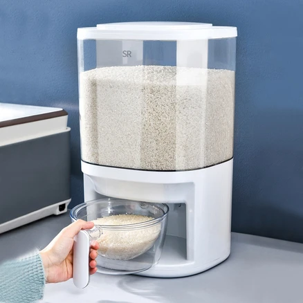 스텔라룸 원터치 쌀통 10kg 벌레 안생기는 밀폐 쌀독 잡곡통 계량 쌀 보관통 식약청검사필, 투명